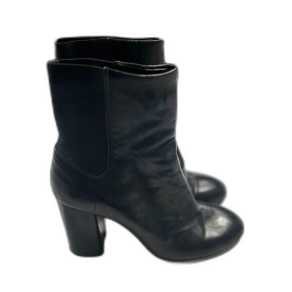 Rag and Bone $575 Black Agnes Leather Stacked Heel Ankle Boot Size 39/8.5 - Picture 3 of 7